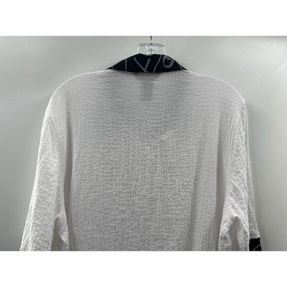 Ali Miles Women’s 3/4 Ruched Sleeve Button Up Puckered Fabric Top Size Large - Picture 8 of 9